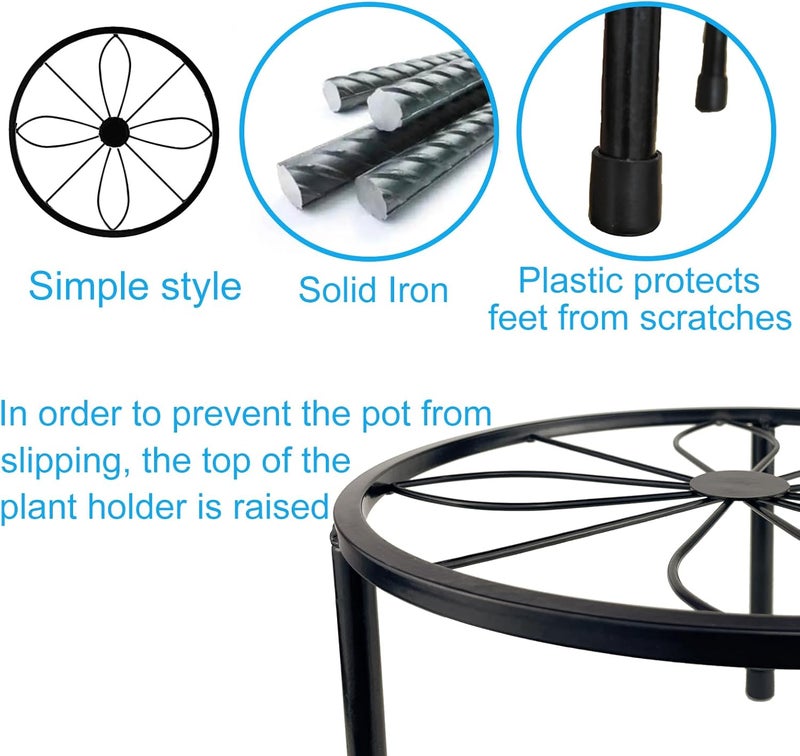 HENABLE 5 Packs Metal Plant Stand Indoor, Outdoor Black Plant Stand for Multiple Plant, Rustproof Iron Round Heavy Duty Flower Pot Stand, Plant Shelf for Planter Garden Home - Image 4